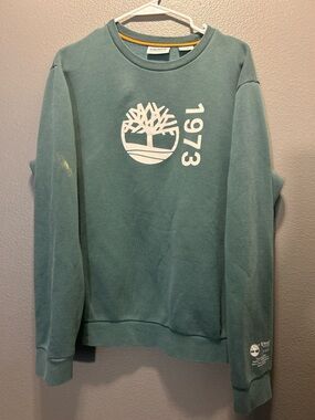 Timberland EK+ Re-Comfort Sweatshirt Men's Medium Green Tree Logo 1973 Graphic
